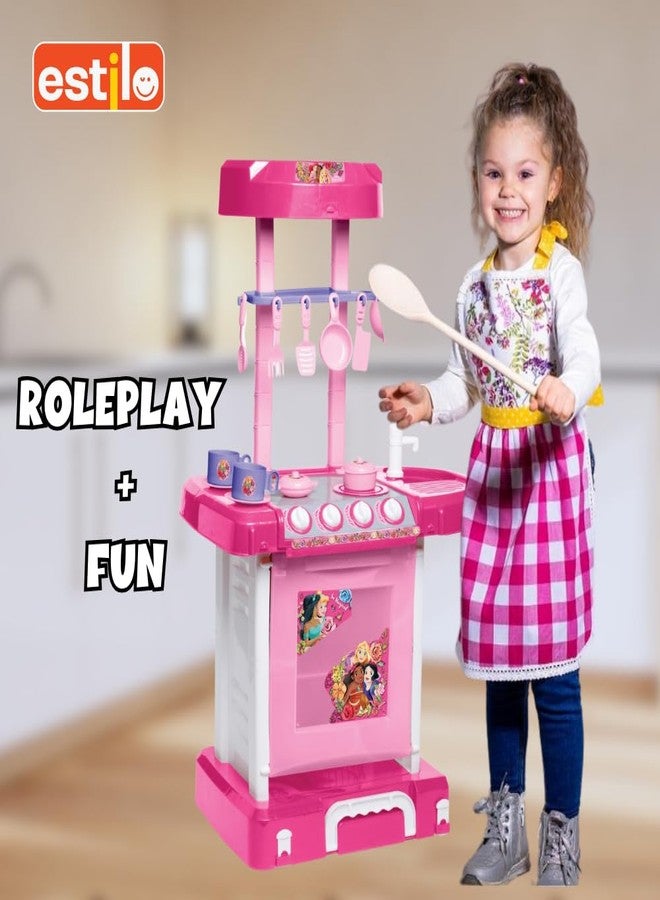 Estilo Princess Themed Kitchen Set - Portable Kitchen Toy with Utensils, Play & Pretend Cooking Playset Kitchen Cooking Toy Set for Girls Ages 3-12 - Image 4